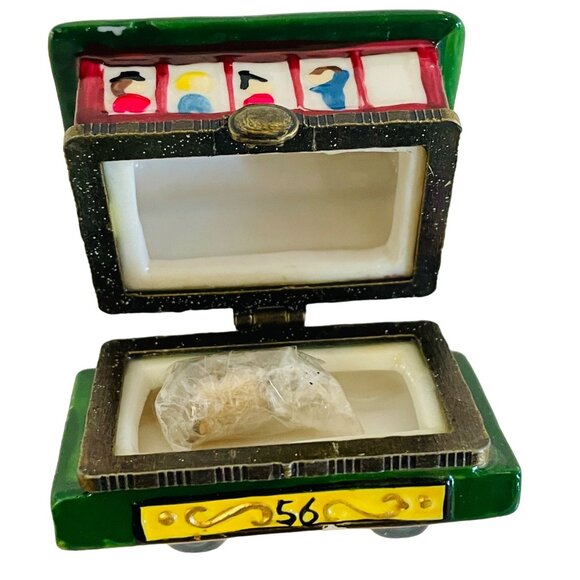 Vintage Ceramic Trolley Trinket Box 2" x 1/2" Comes with Mini BellInside - Picture 7 of 7